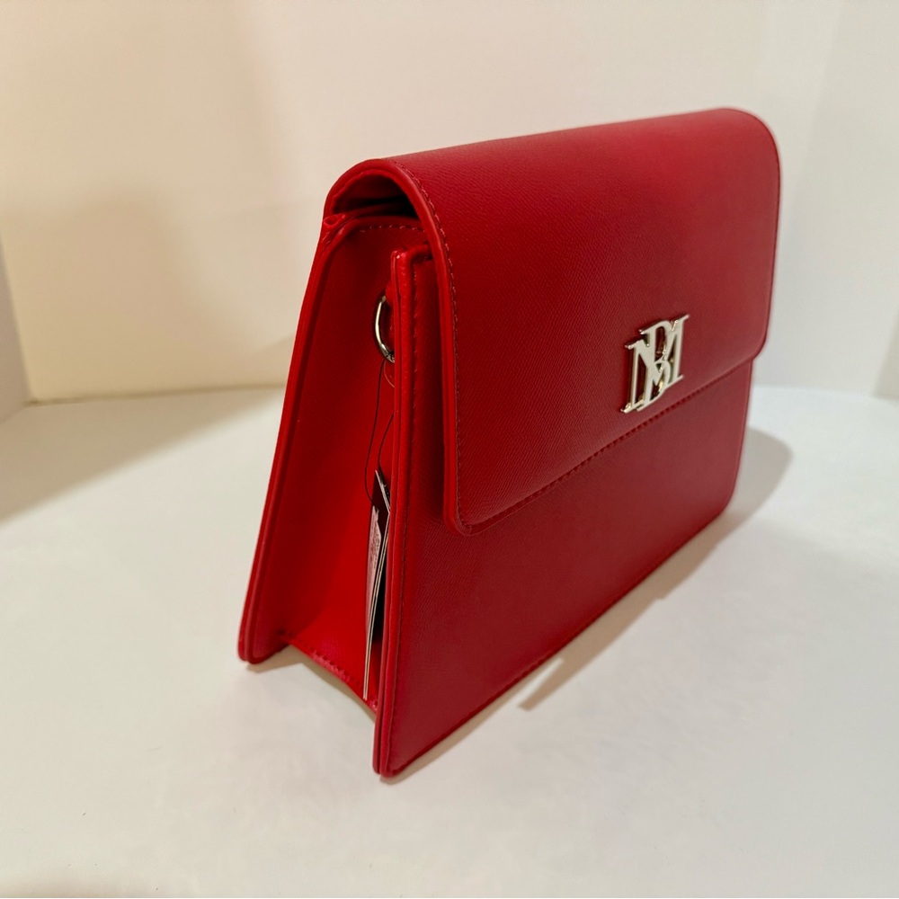 Badgley Mischka Red Clutch with Silver Logo - Picture 5 of 6